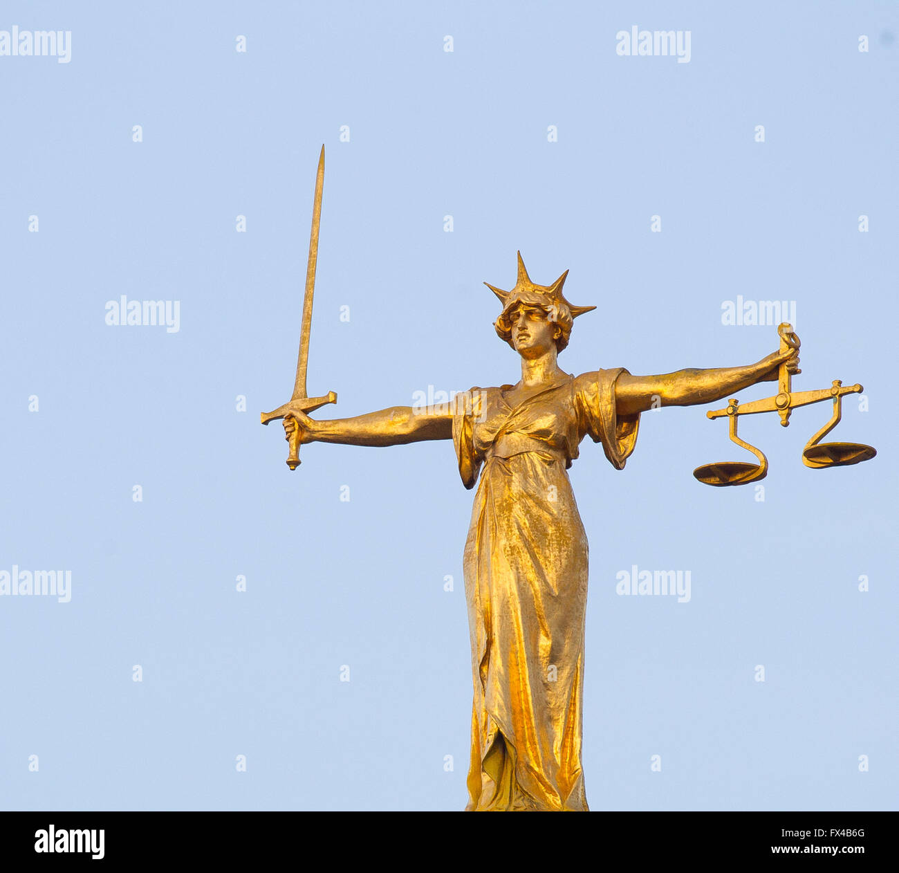 Lady Justice statue at the Old Bailey, Central Criminal Court Stock