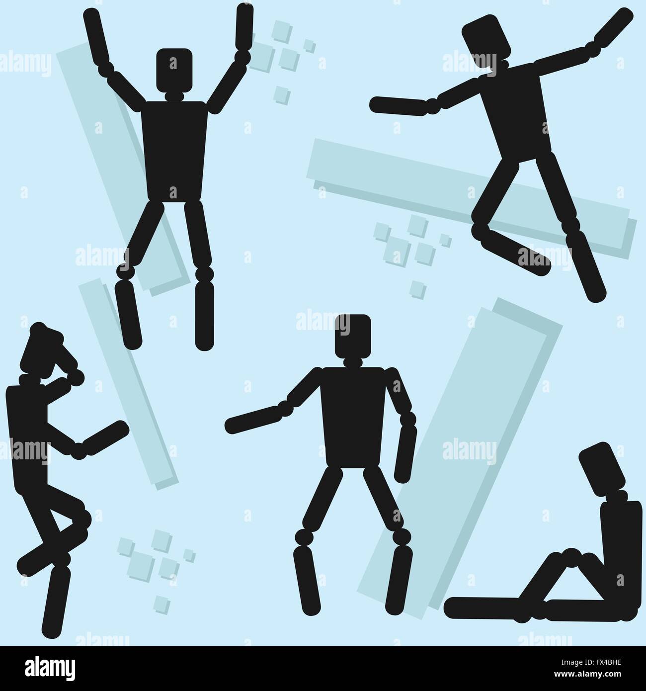 Human Body Mannequin Wooden Dummy Doll Different Poses Stock Vector