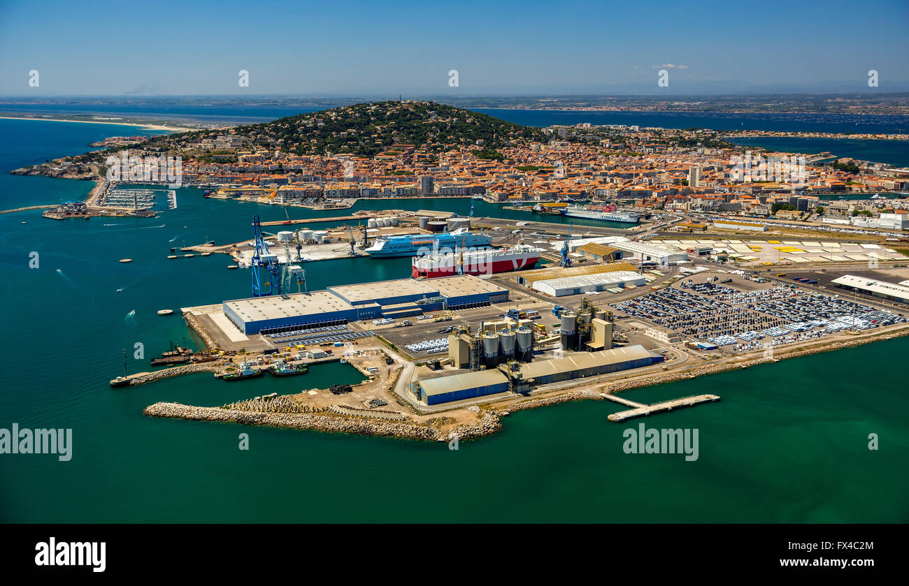Aerial view, port of Sete, Mediterranean coast of France, Sète, France,  Languedoc-Roussillon, France, Europe, the Mediterranean Stock Photo - Alamy