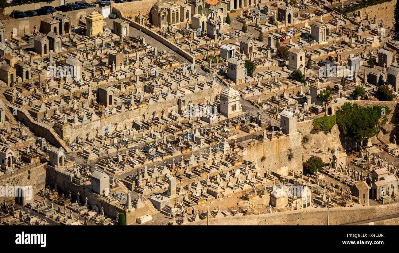 Aerial view, Cemetery Sete, Cimetiere marin, Sète, France, Languedoc-Roussillon, France, Southern France, Midi, Stock Photo