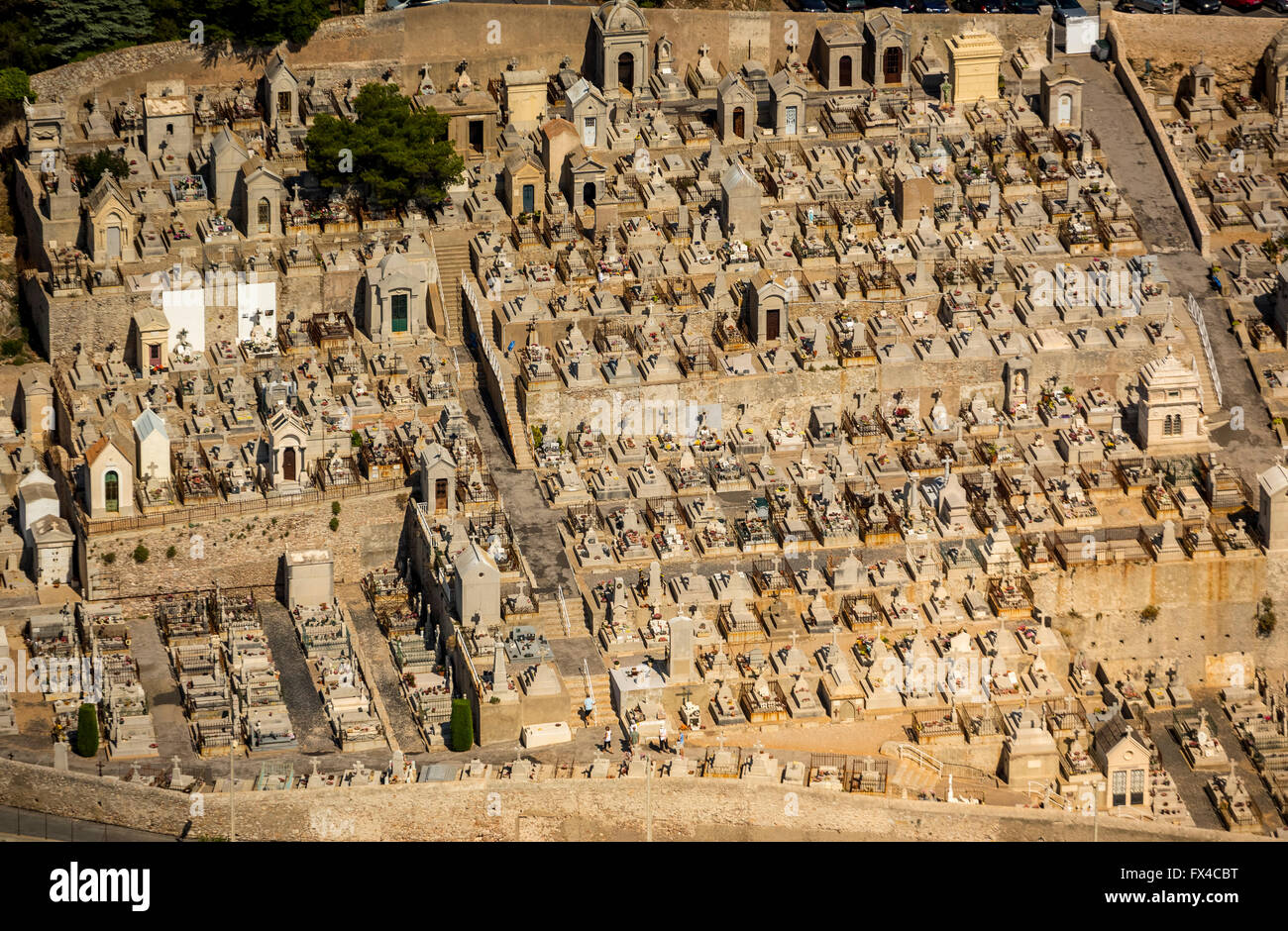 Aerial view, Cemetery Sete, Cimetiere marin, Sète, France, Languedoc-Roussillon, France, Southern France, Midi, Stock Photo