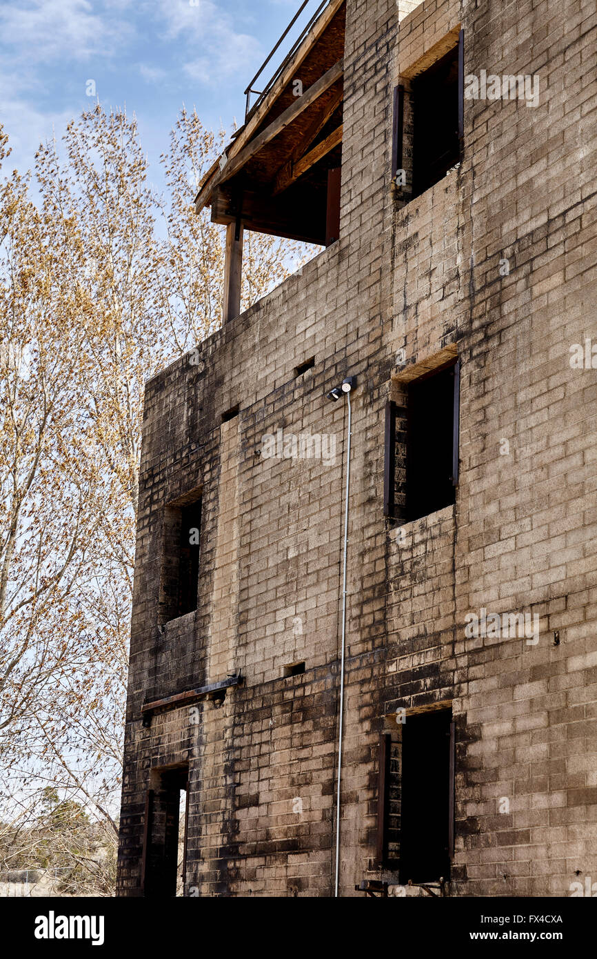 structure building burned by fire Stock Photo