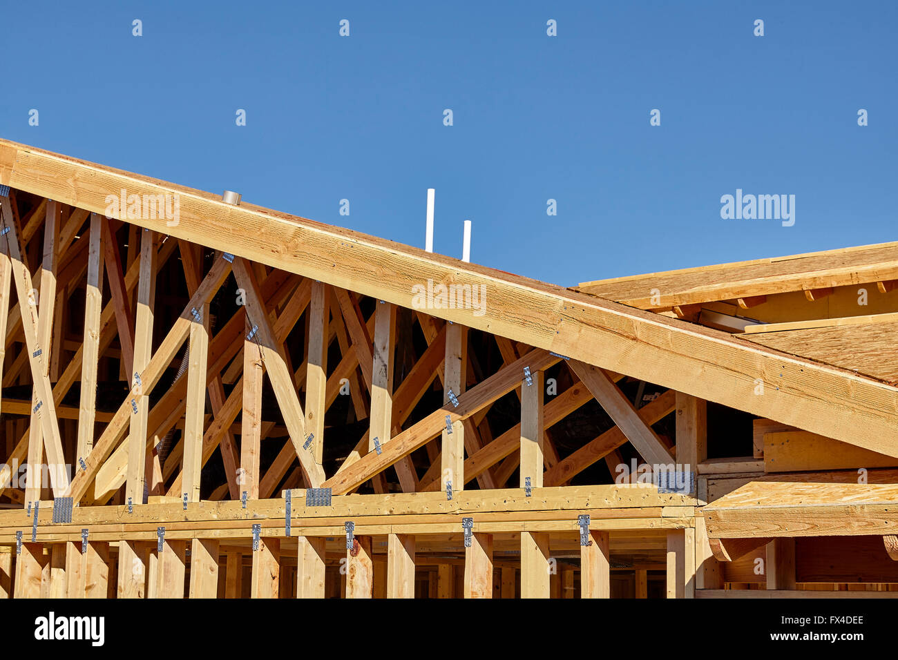 construction home building industry carpentry and sitework details in progress Stock Photo