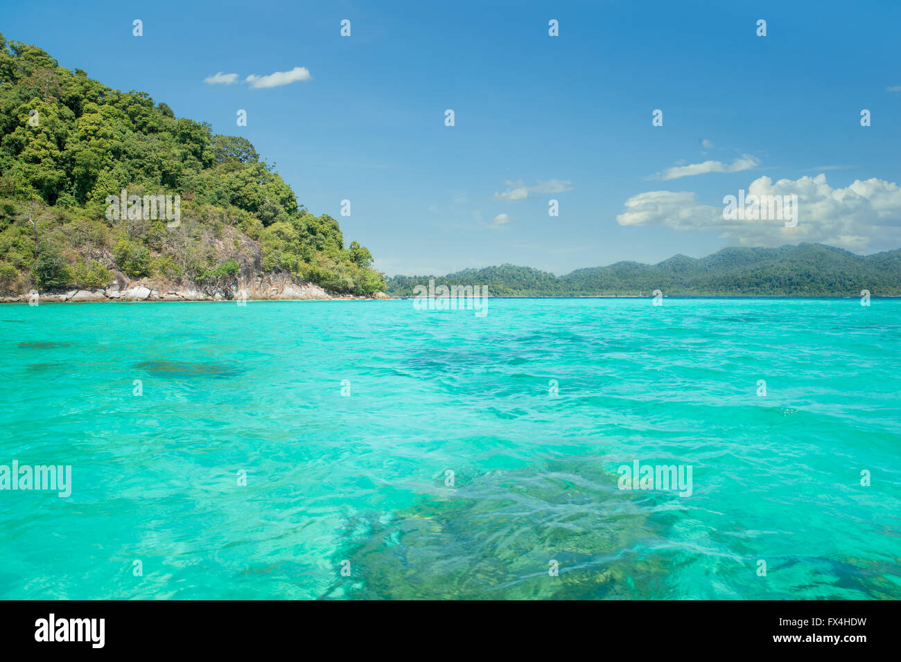 Summer, Travel, Vacation and Holiday concept - Idyllic Island Tranquil Bay in Phuket, Thailand Stock Photo