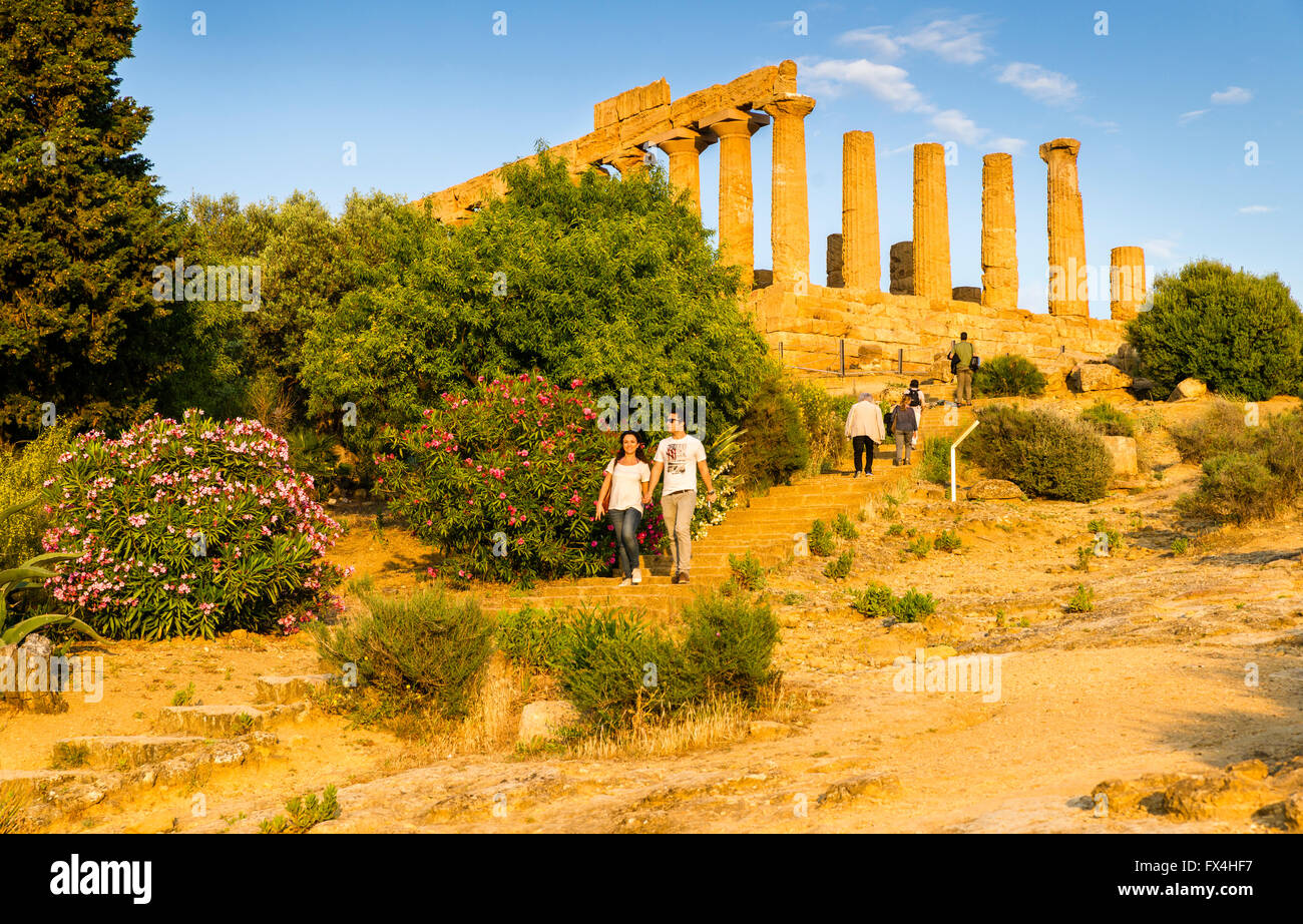 Temple of Juno or Juno Lacinia temple, Tempio Giunone, antiquity, Valley of the Temples, Valle dei Templi, Agrigento, Sicily Stock Photo