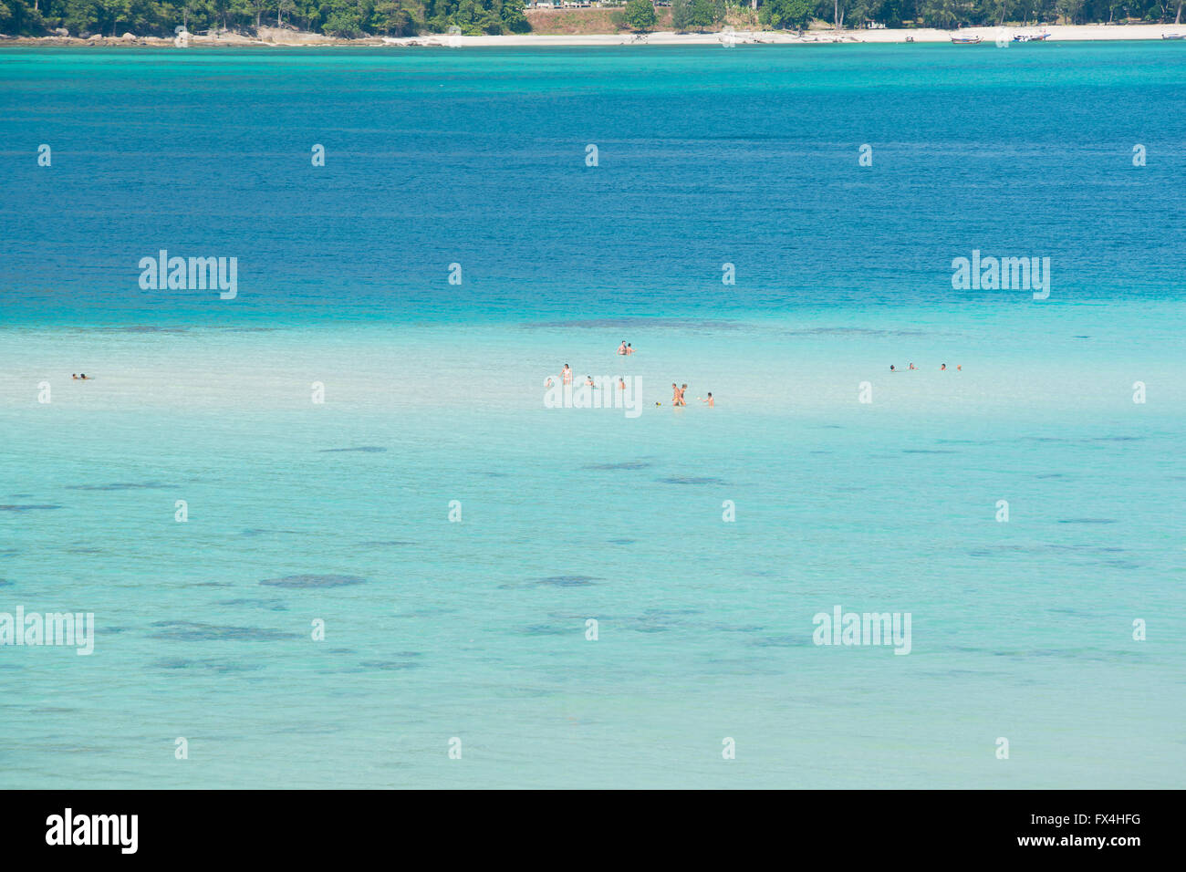 Summer, Travel, Vacation and Holiday concept - Aerial view of clear blue water of the Andaman sea in Phuket,Thailand Stock Photo
