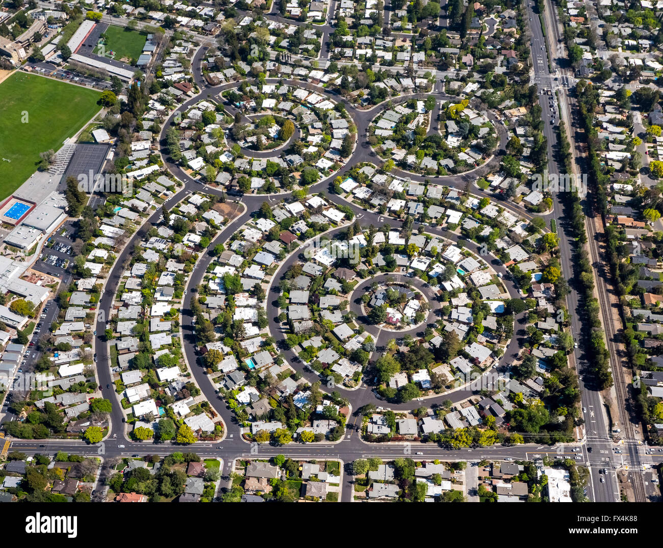 Aerial view, county settlement, Settlement Palo Alto, Charleston Meadow Fair Meadow, San Francisco, Bay Area, United States Stock Photo