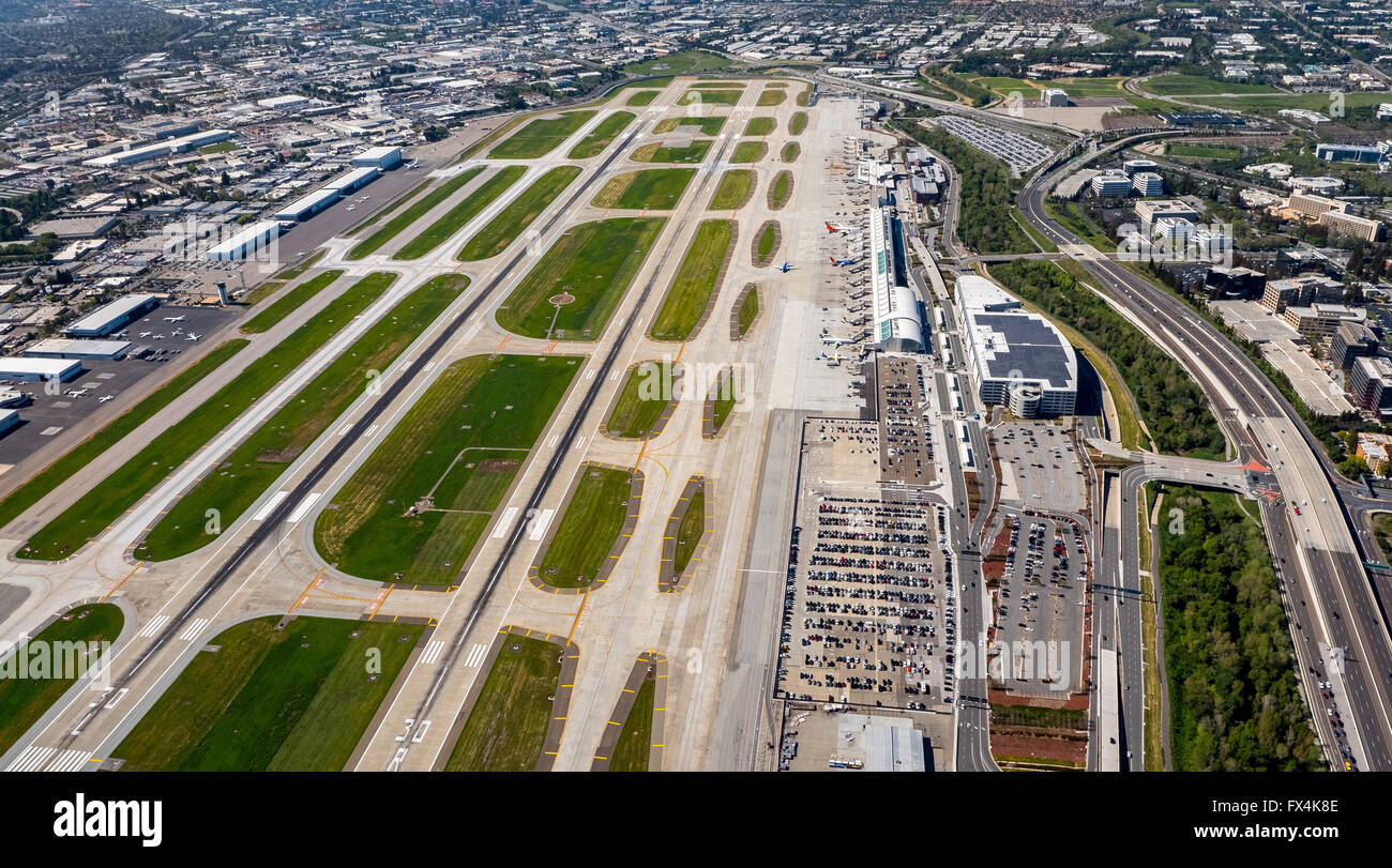 Aerial, International San Jose Airport, runways, runways, San Jose
