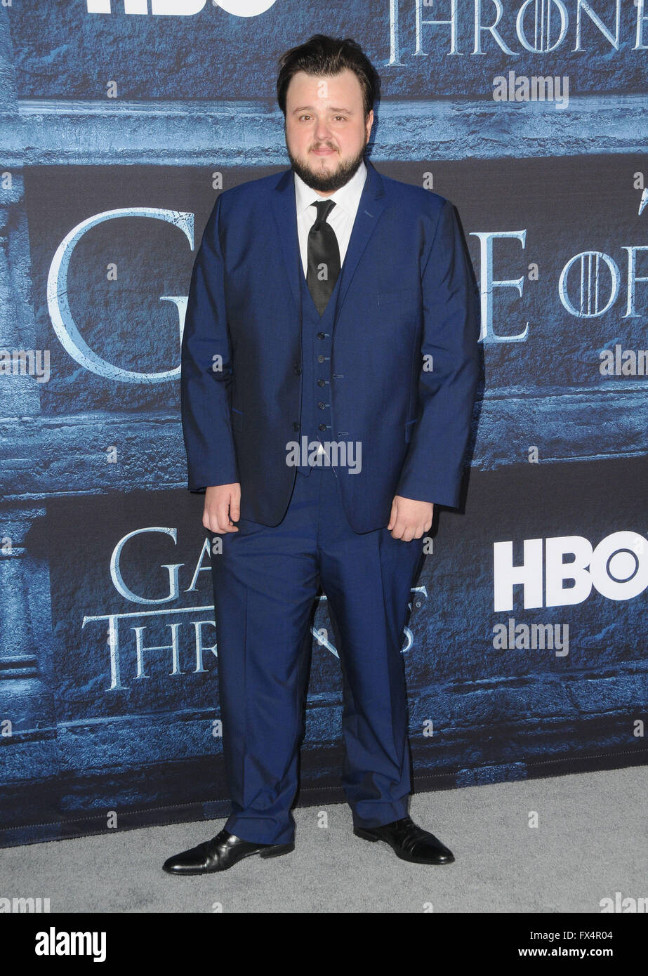 Hollywood, CA, USA. 10th Apr, 2016. John Bradley. Arrivals for the Premiere Of HBO's ''Game Of Thrones'' Season 6 held at TCL Chinese Theater. Photo Credit: Birdie Thompson/AdMedia Credit:  Birdie Thompson/AdMedia/ZUMA Wire/Alamy Live News Stock Photo
