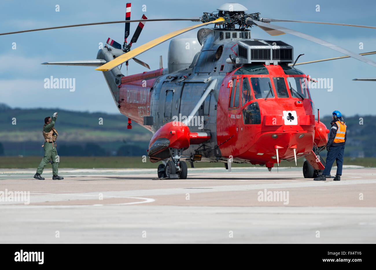 Last three Search and Rescue Sea King MK5 Helicopters retire from Royal Navy Service Stock Photo