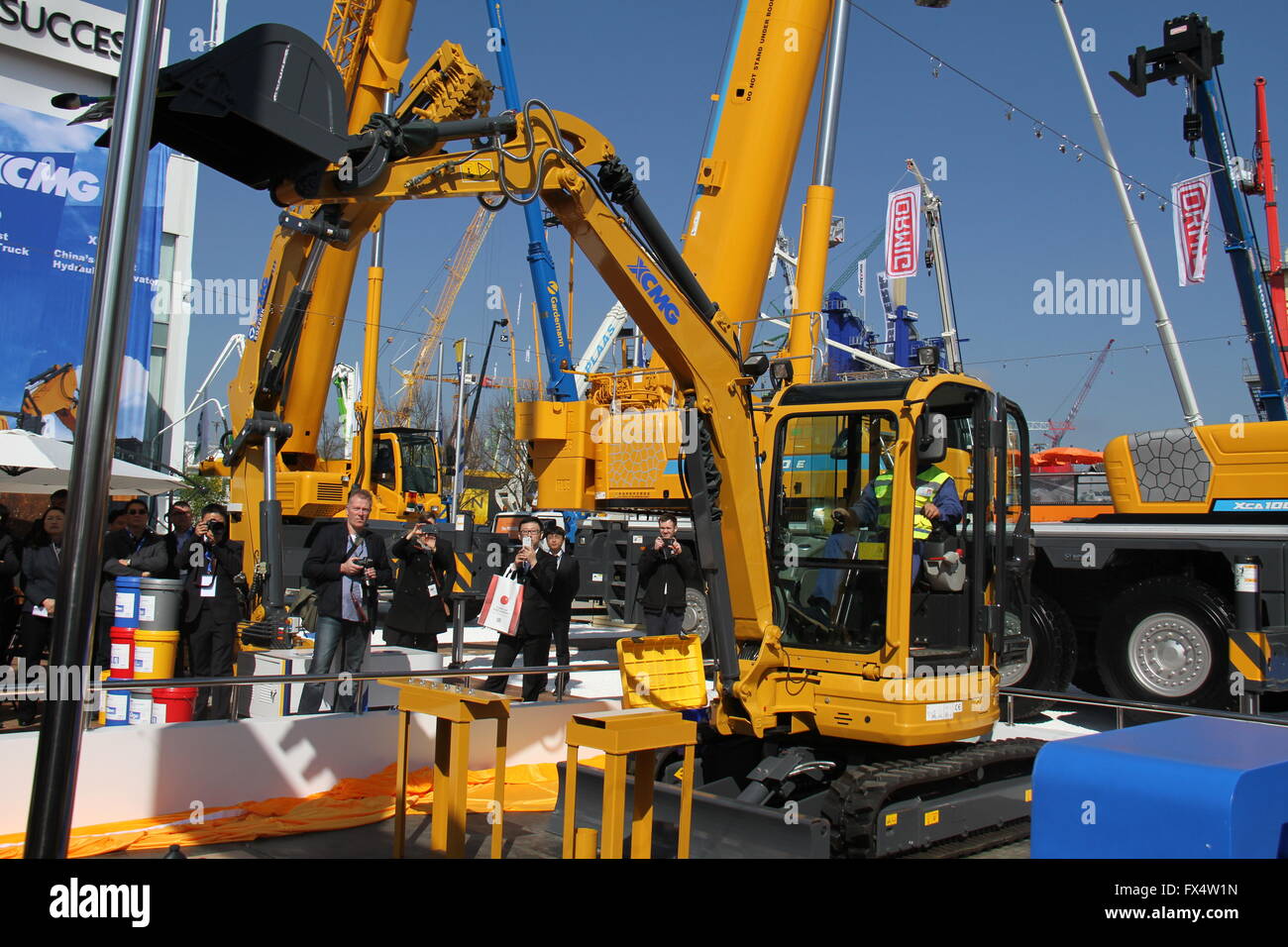 Munich, Germany. 11th Apr, 2016. An excavator made by Xuzhou