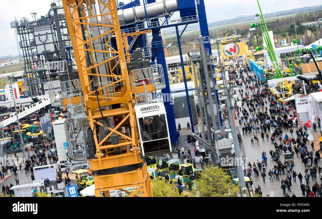 Visitors at the construction fair Bauma in Munich, Germany, 12 April