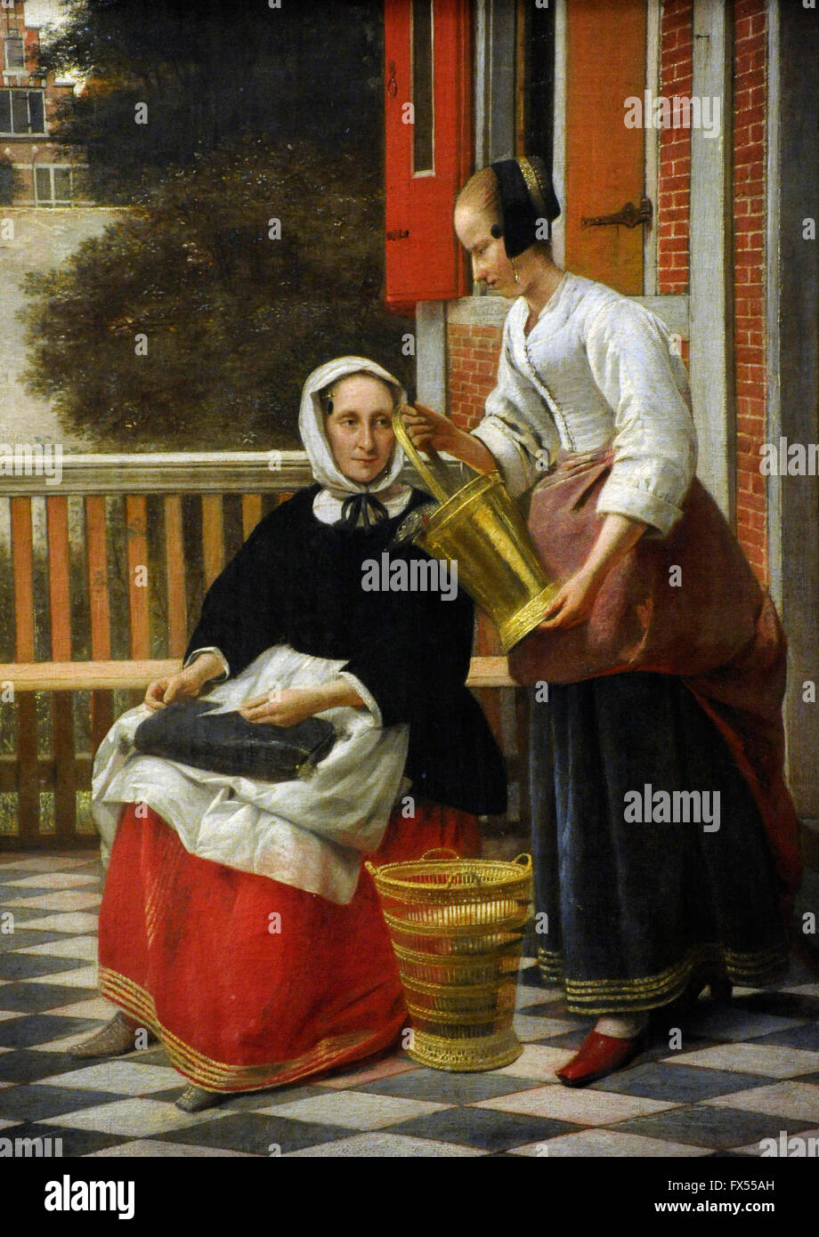 Pieter de Hooch (1628-1684). Dutch painter. Woman and Maidservant with a Pail, c.1660. The State Hermitage Museum. Saint Petersburg. Russia. Stock Photo