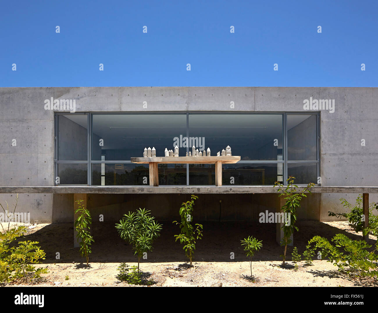 Side view showing gallery and office wing. Casa Wabi, Puerto Escondido