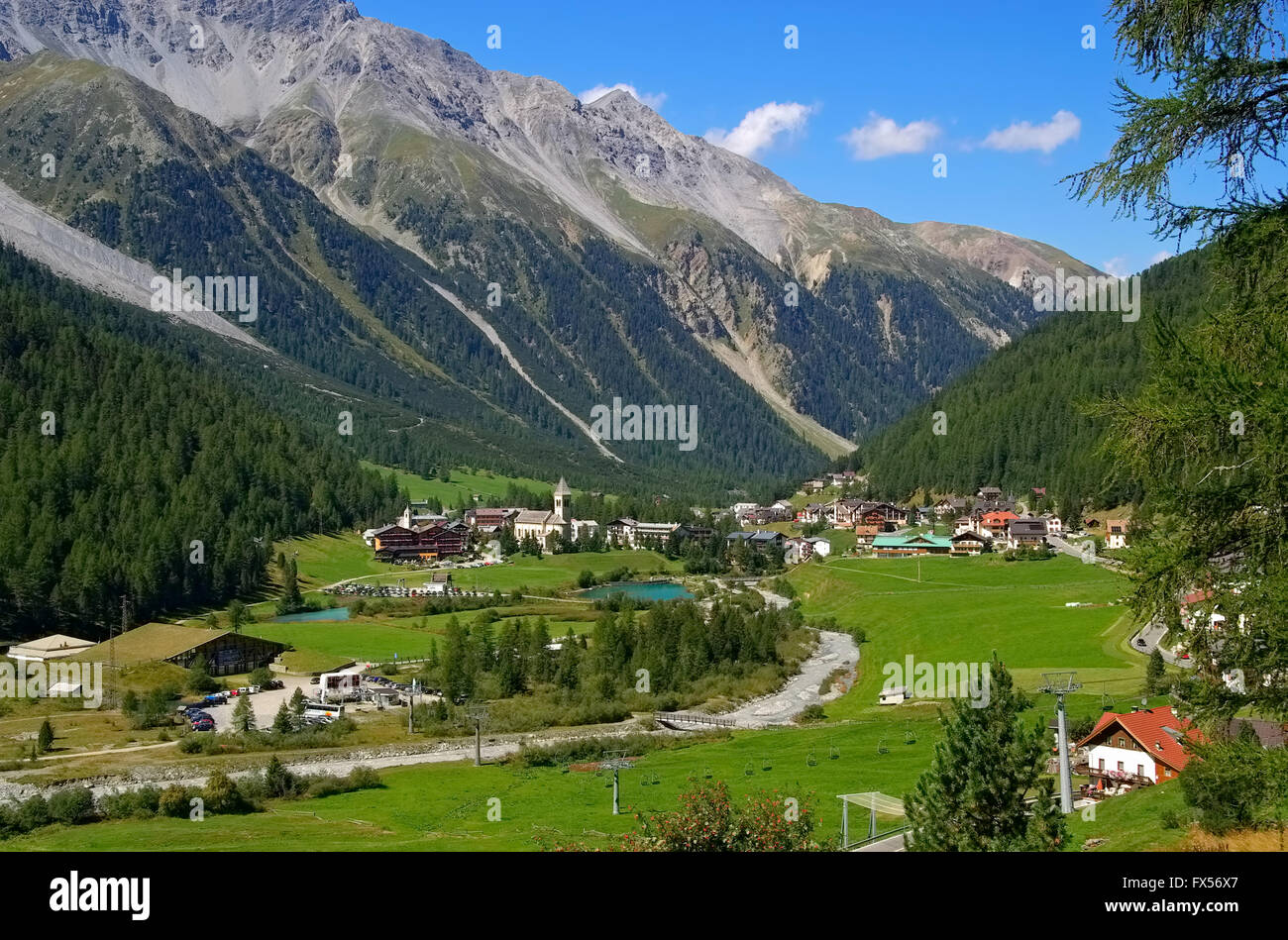 der Ort Sulden in Südtirol - the town Sulden in South Tyrol, Italy Stock Photo