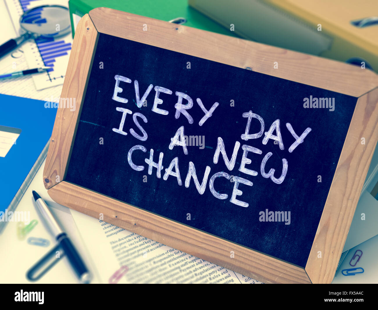 Every Day is a New Chance Handwritten on Chalkboard Stock Photo Alamy