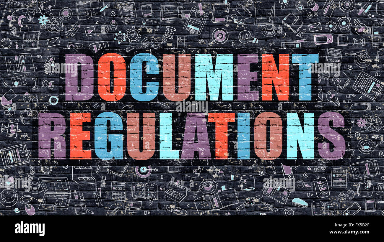 Document Regulations on Dark Brick Wall Stock Photo Alamy