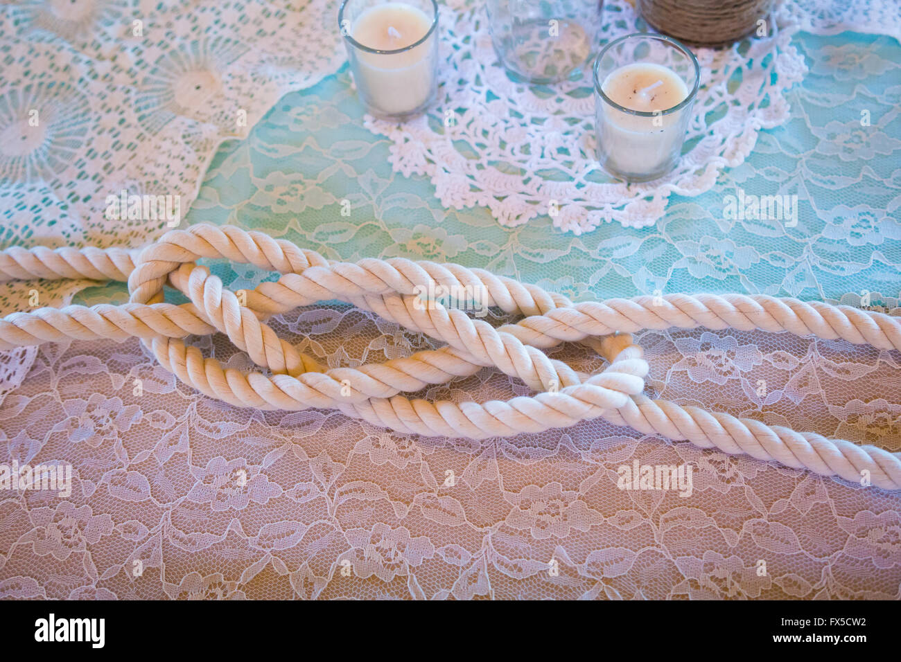 Strongest of knots is the lovers knot tied together on a wedding day Stock  Photo - Alamy