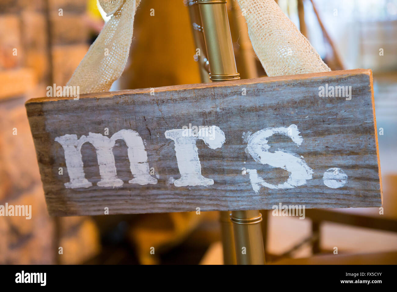 Mr and Mrs signs used for decor at a wedding reception Stock Photo - Alamy