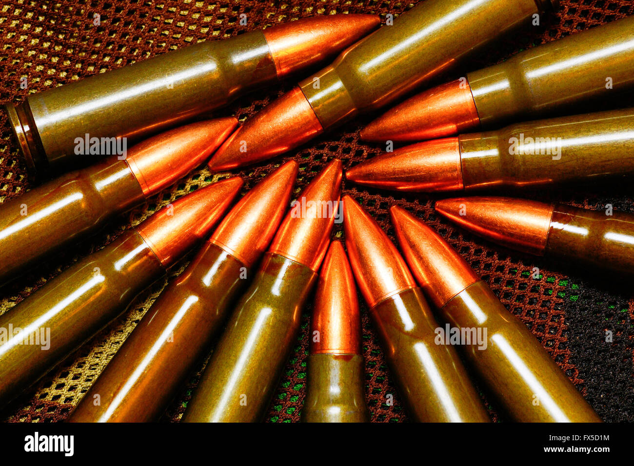 Russian rifle and machine gun ammo Stock Photo