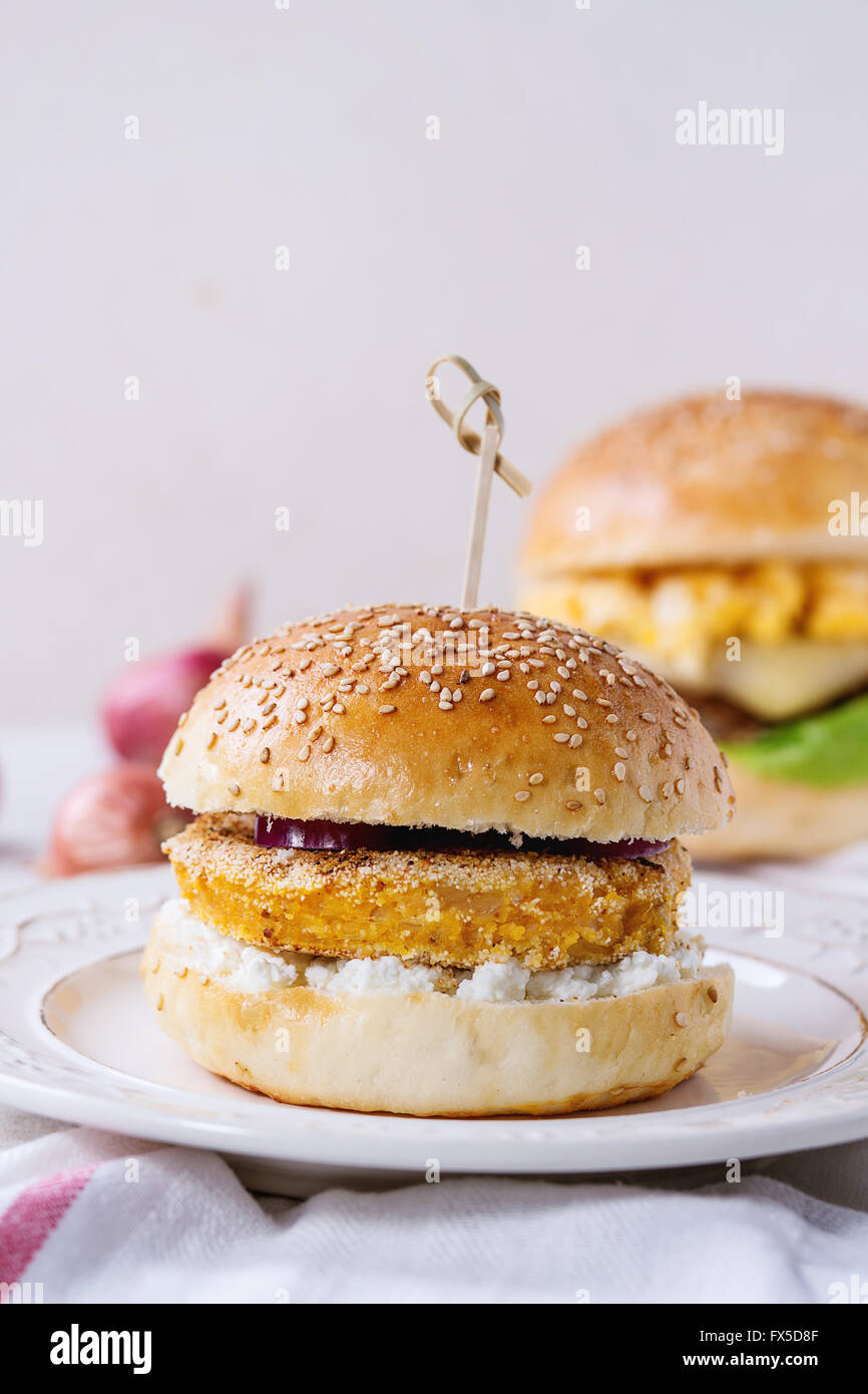 Sweet potato veggie burger Stock Photo - Alamy
