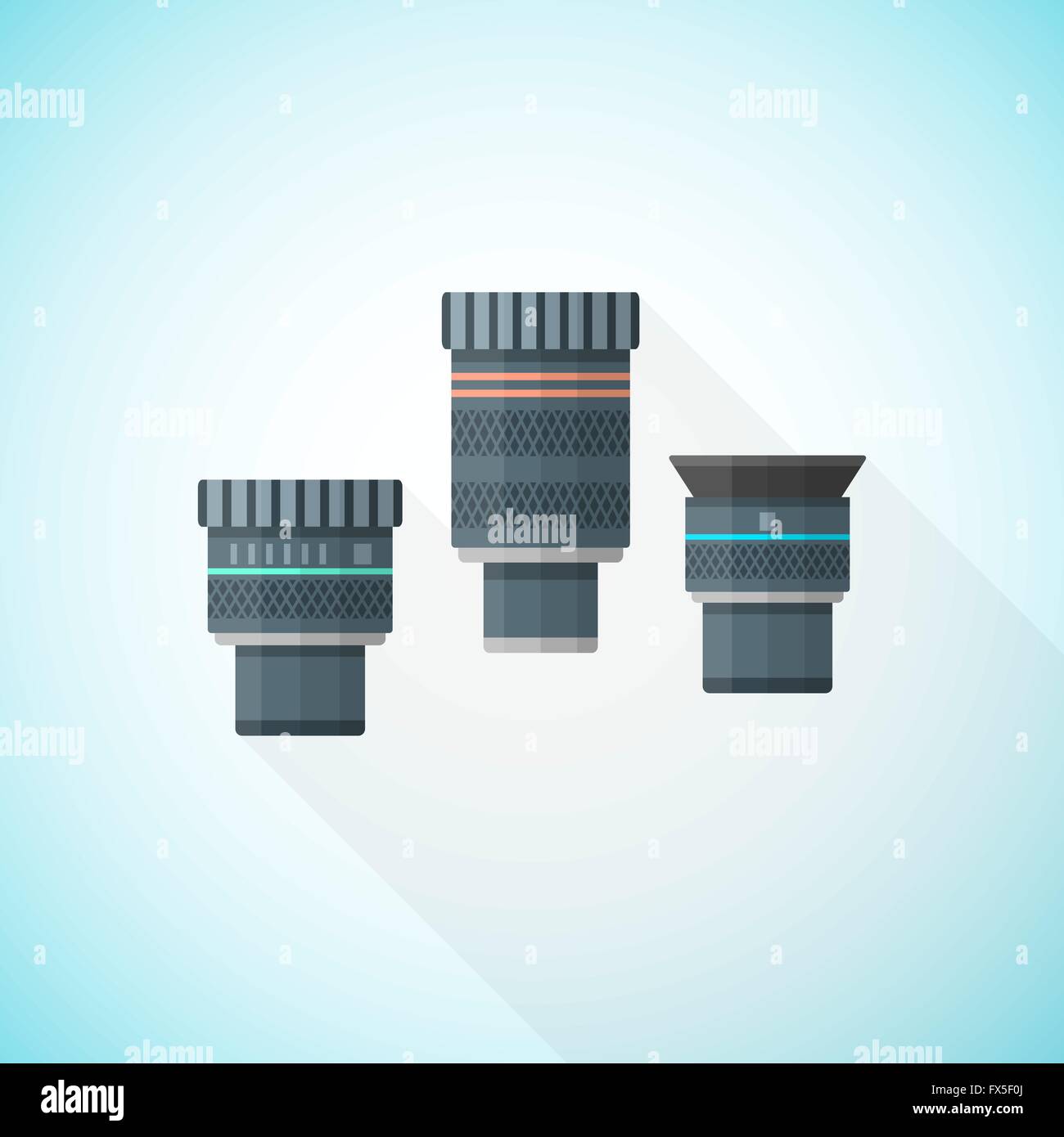 vector colorful flat design telescope eyepieces and oculars Stock