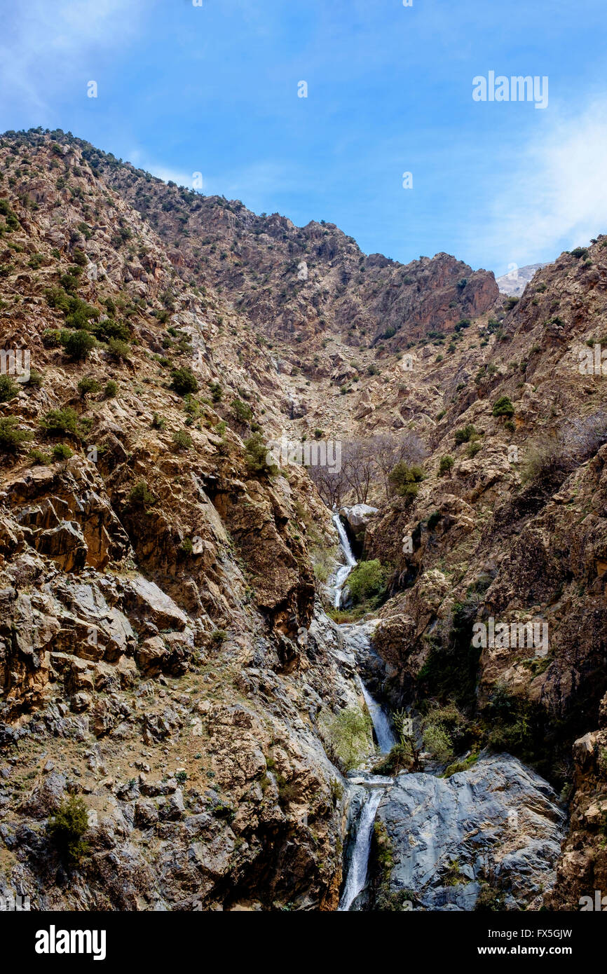 The Setti-Fatma waterfall (Cascades de Setti Fatma or Cascades Ourika) in the Ourika Valley, Morocco, North Africa Stock Photo