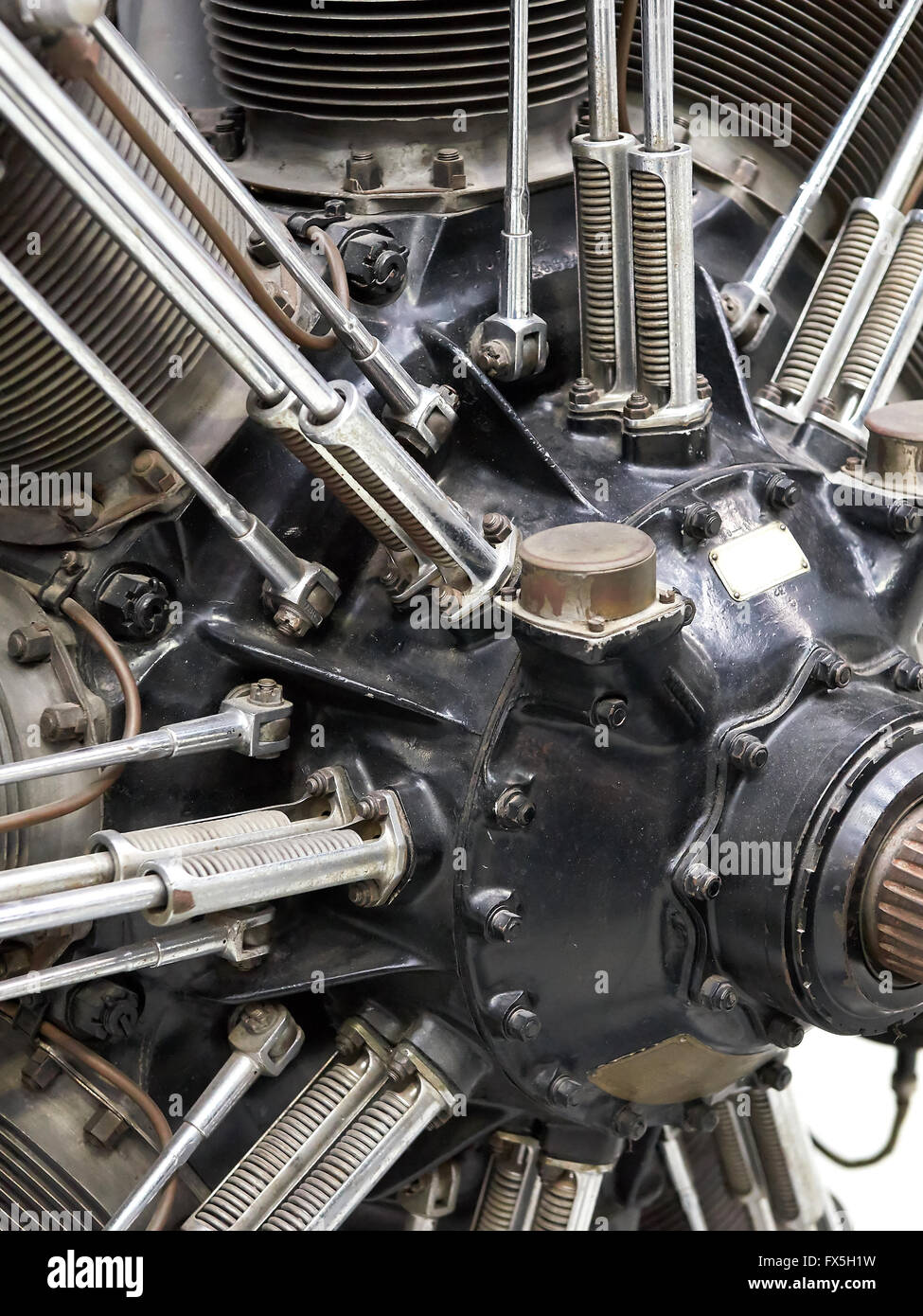 Closeup image of an old airplane star engine Stock Photo