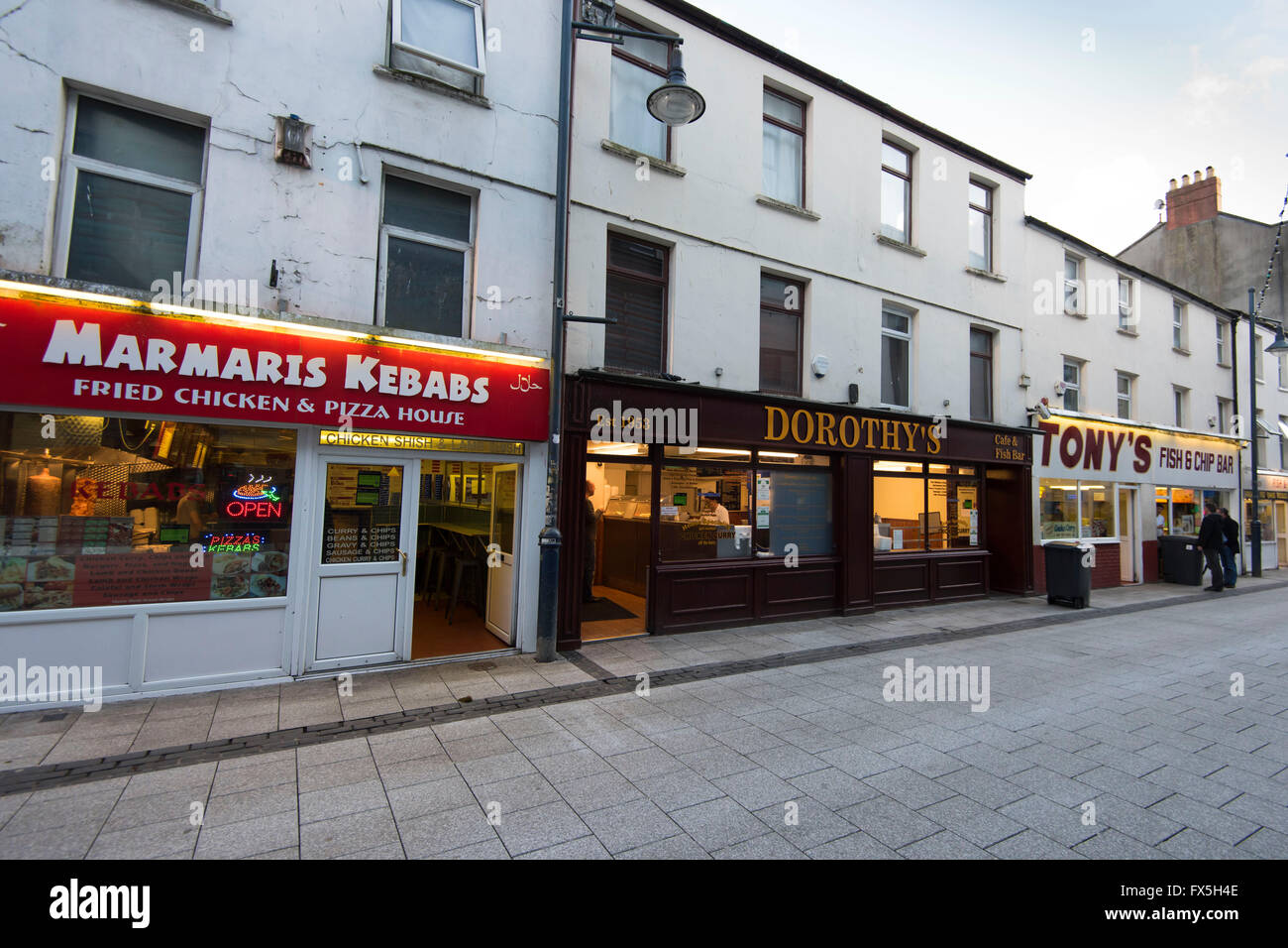 Caroline Street in Cardiff, south Wales. Stock Photo