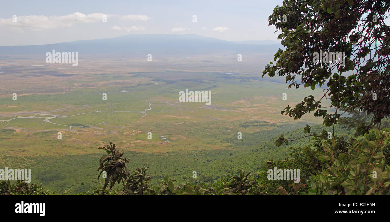 Scenic view of Ngorongoro Conservation Area in Tanzania from the rim Stock Photo