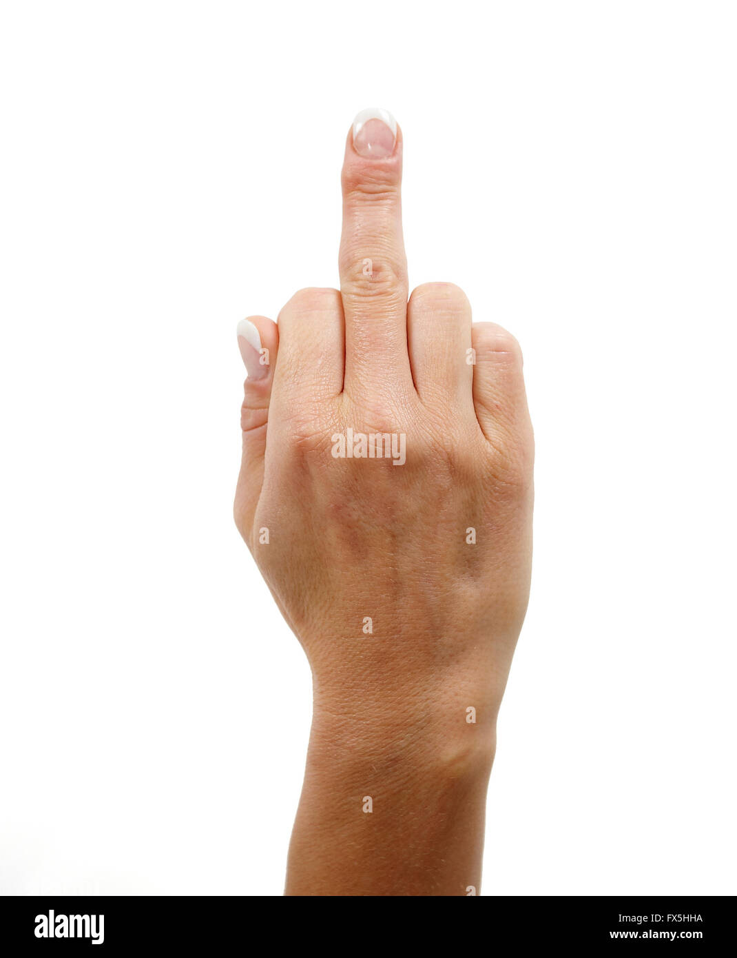 The finger gesture isolated on white Stock Photo