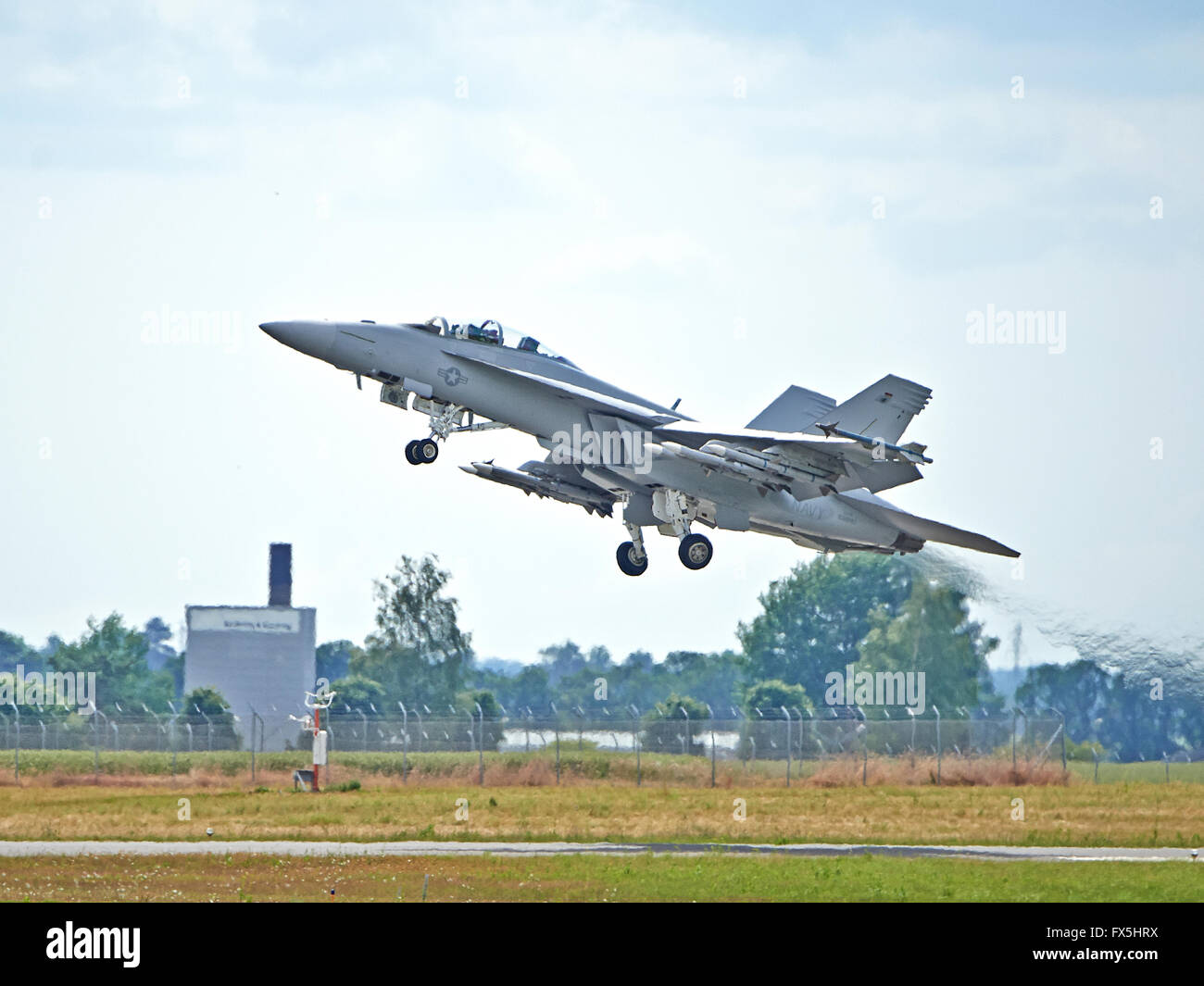 Boeing F/A-18E/F Super Hornet at roskilde airport, denmark Stock Photo