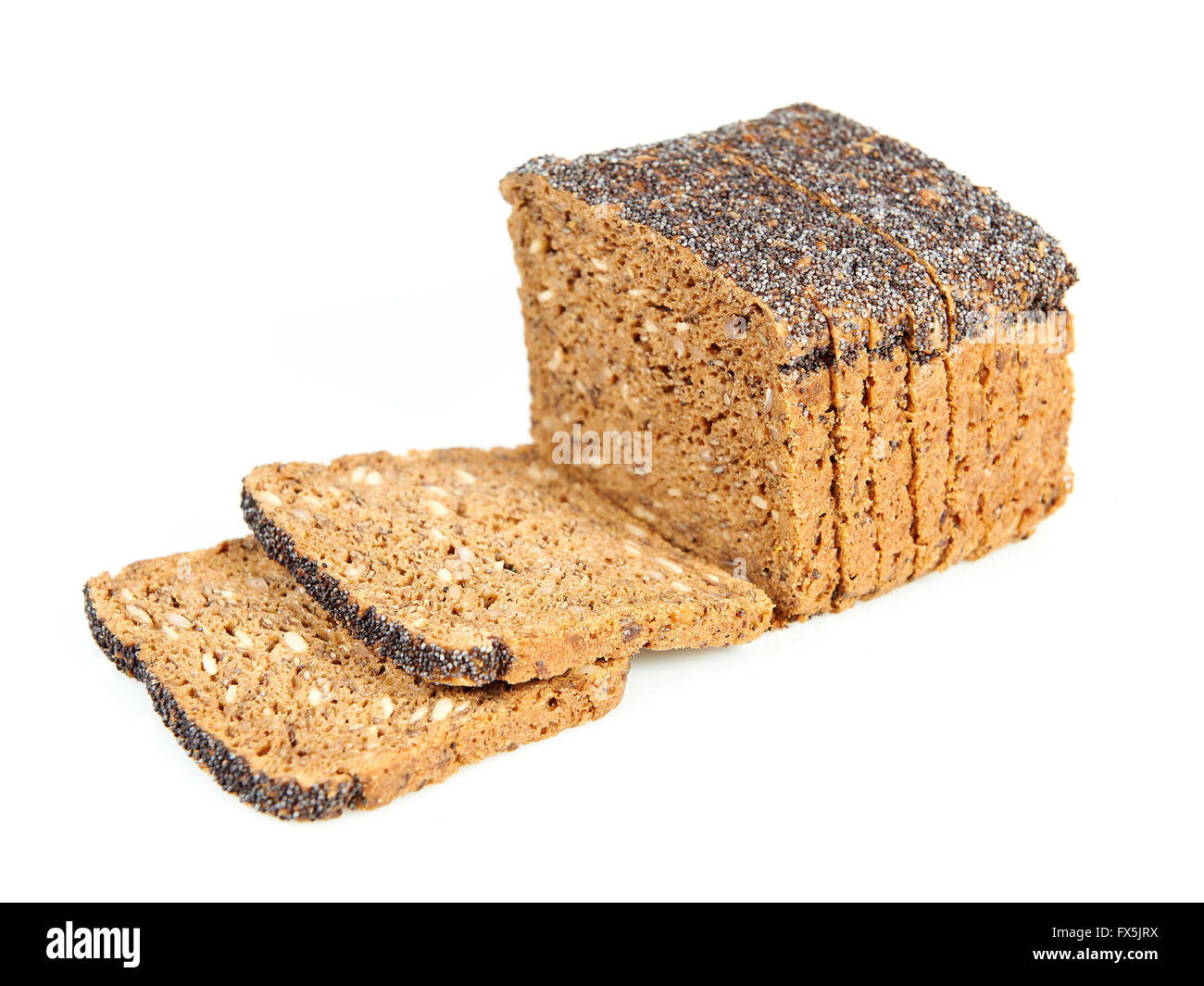 Sliced wholemeal bread isolated on white Stock Photo