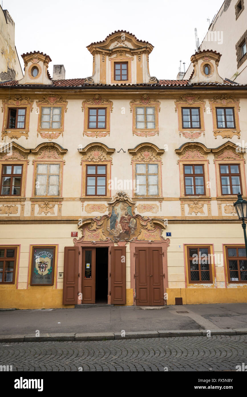 Restaurant U cerneho vola (the black ox), Loretanska street, near prague castle, Prague, Czech republic Stock Photo