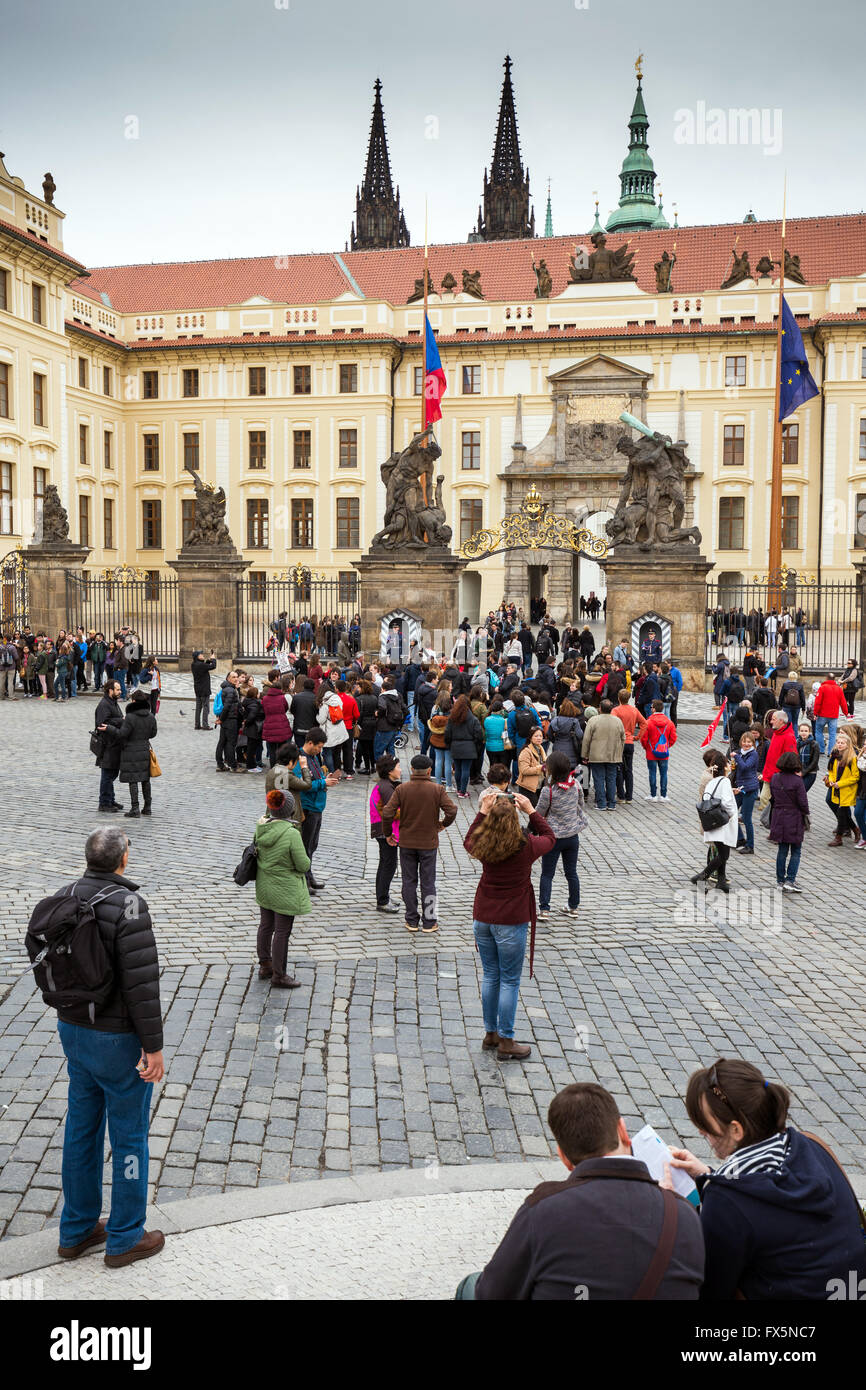 Prague Castle, Hradcanske Square, Prague, Czech Republic, Europe Stock Photo