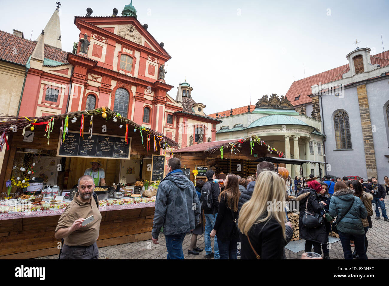Easter market in Prague castle, Prague, Czech Republic, Europe Stock