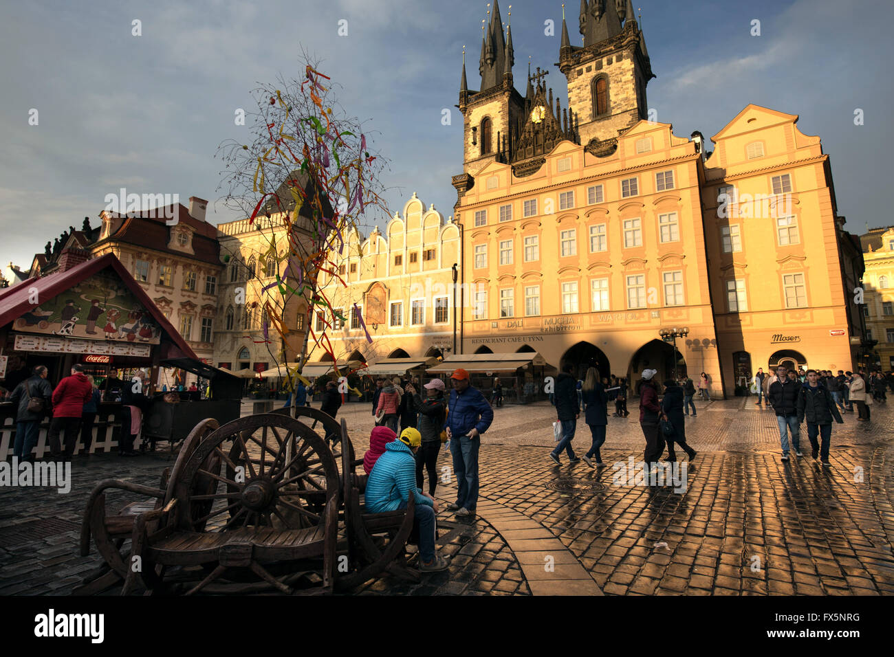 Easter market Staromestske namesti the old town square, Prague, Czech Republic, Europe Stock Photo