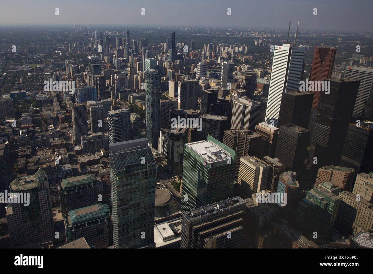 Toronto's skyline seen from the CN tower in downtown Toronto Ont., on July. 29, 2015. Stock Photo