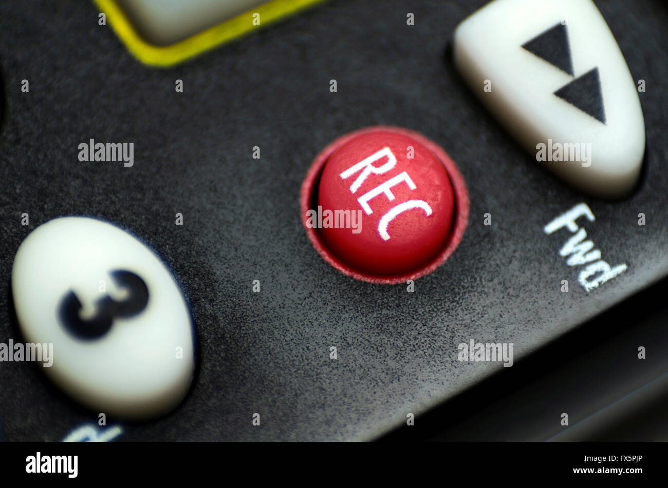 Record button on remote control Stock Photo