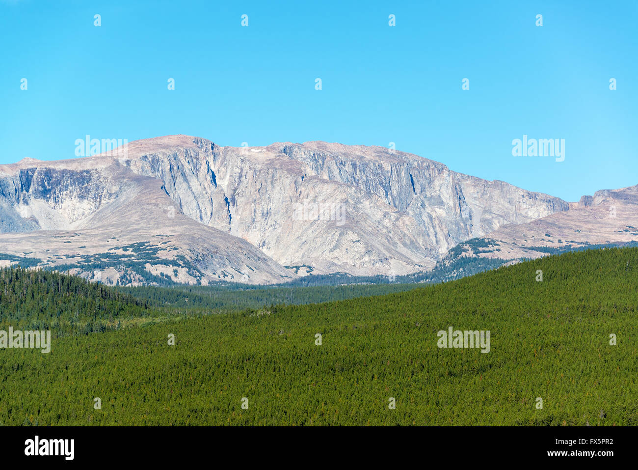 Bighorn Peak in the Bighorn Mountain Range in Wyoming Stock Photo