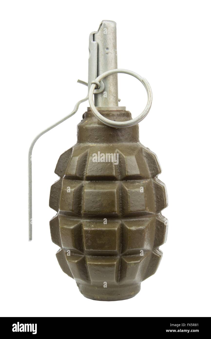 Hand grenade. Weapon of terrorists. Sales of weapons. Place for your text. Stock Photo