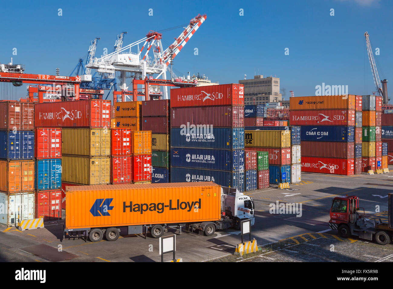 The shipping container port in Buenos Aires, Argentina, South America Stock Photo