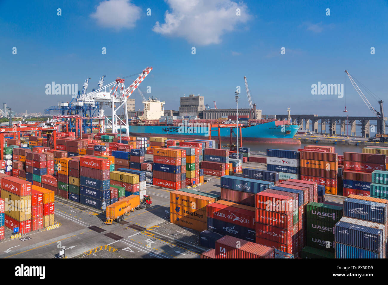 The shipping container port in Buenos Aires, Argentina, South America Stock Photo