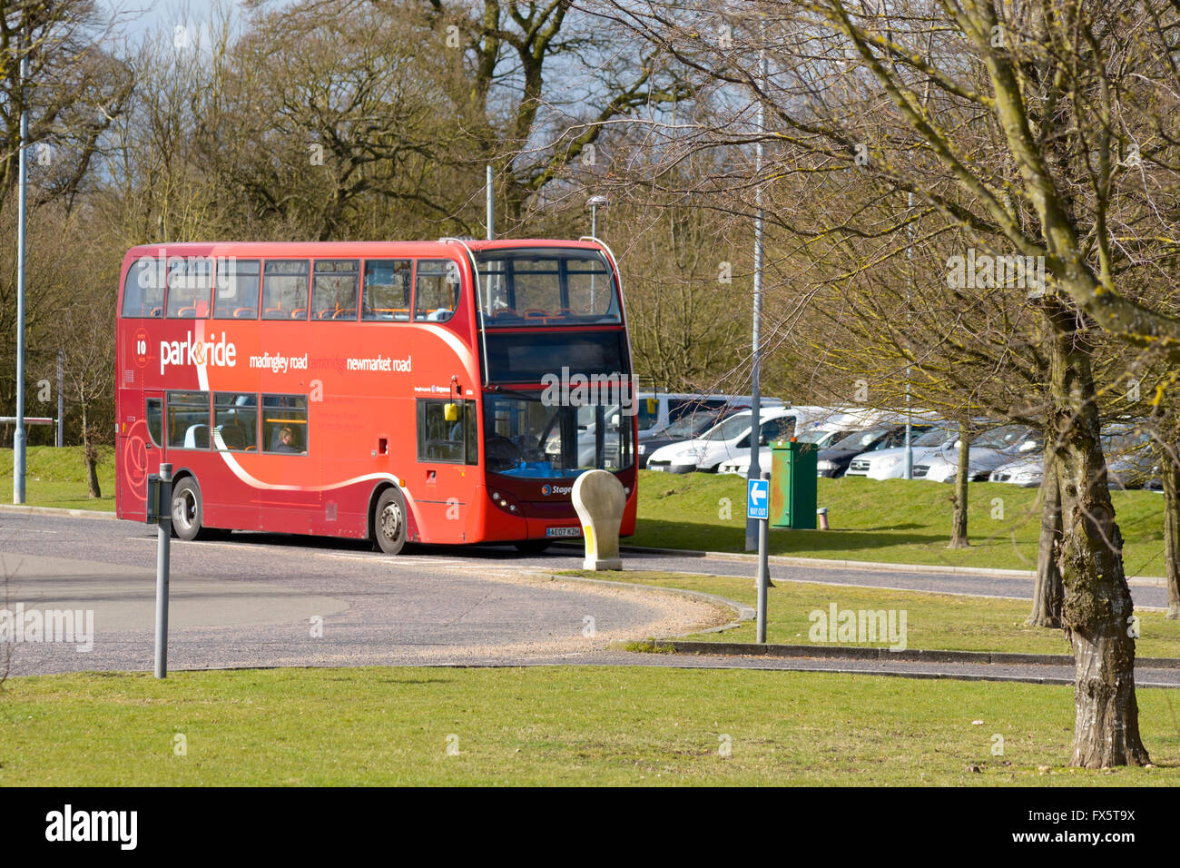 Park and Ride doubledecker bus in university town of Cambridge
