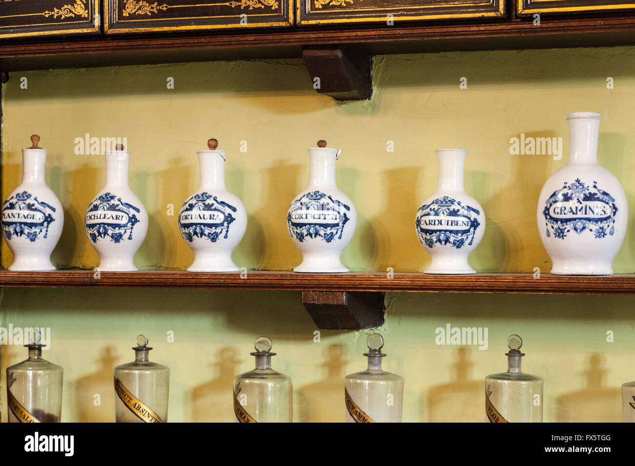 Vintage Pharmacy, Bruges Belgium Stock Photo