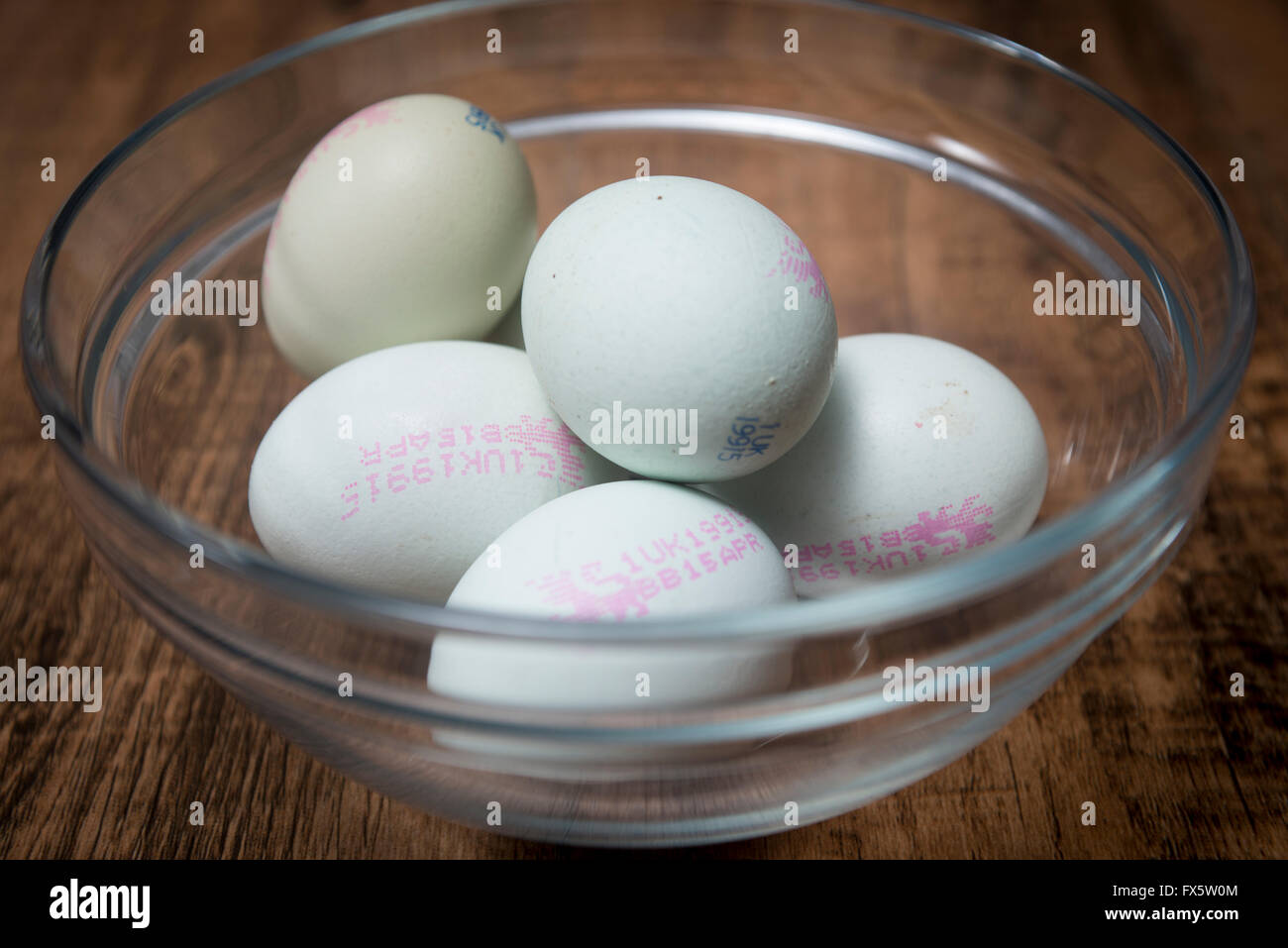 Half dozen Araucana chicken eggs in a glass bowl Stock Photo - Alamy