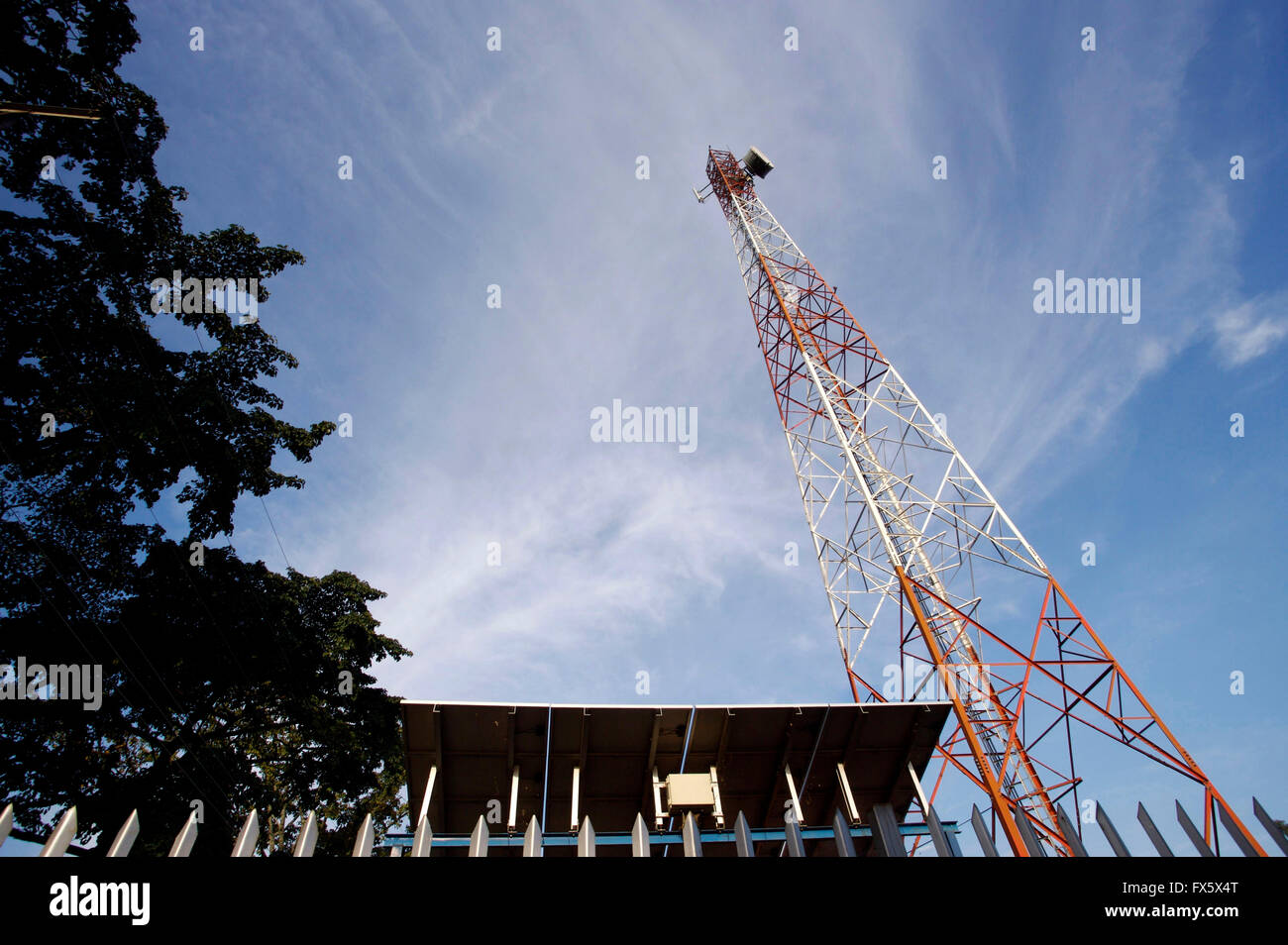 Mobile telecoms mast in Uganda, Africa Stock Photo
