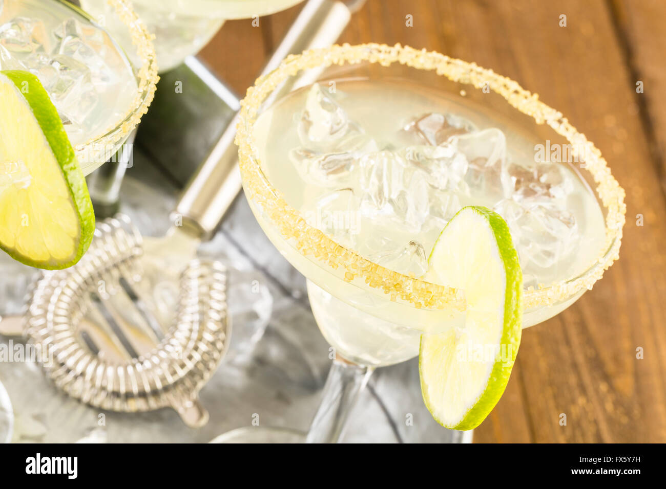 Classic lime margaritas on the rocks Stock Photo Alamy