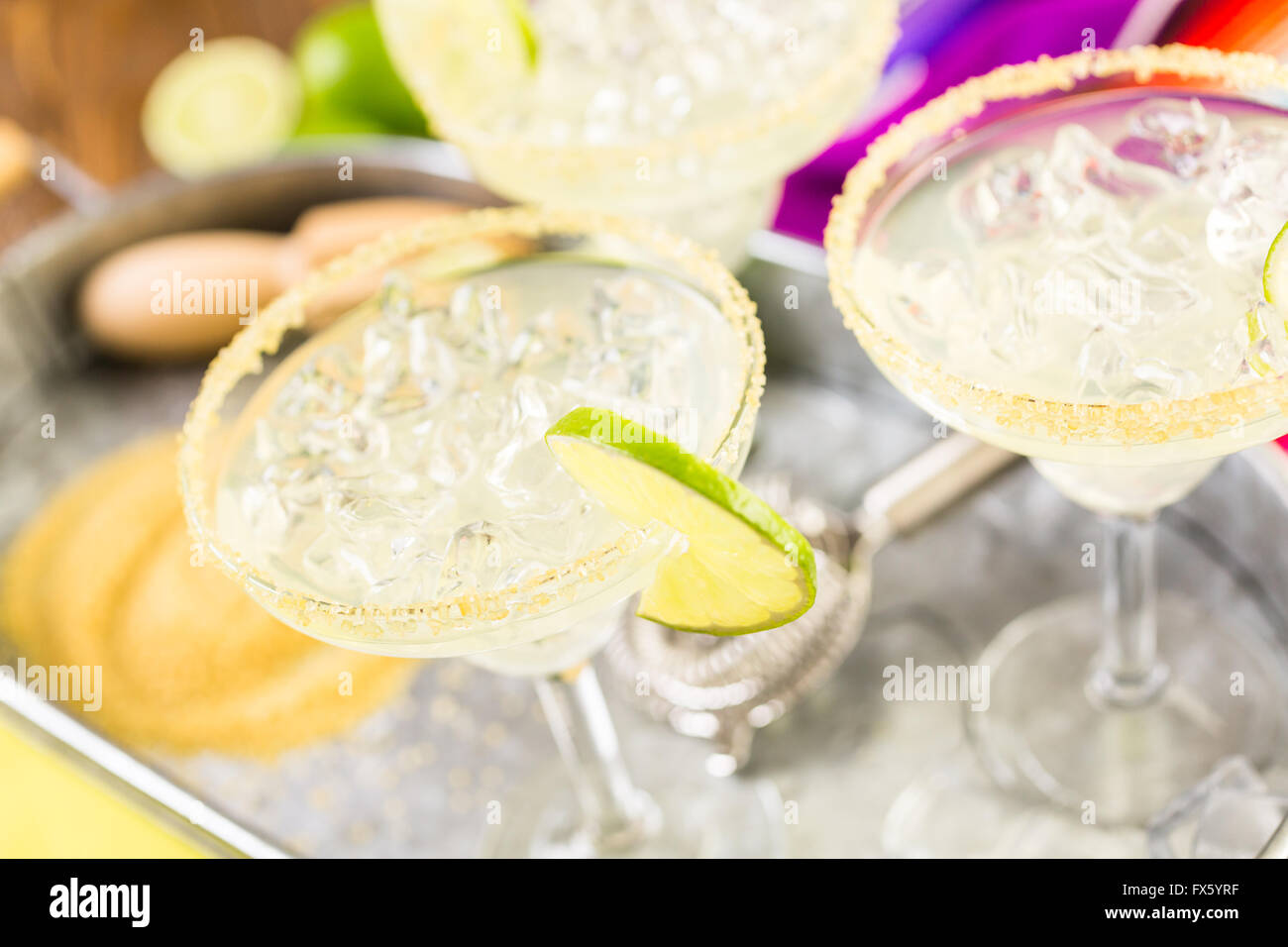 Classic lime margaritas on the rocks Stock Photo Alamy