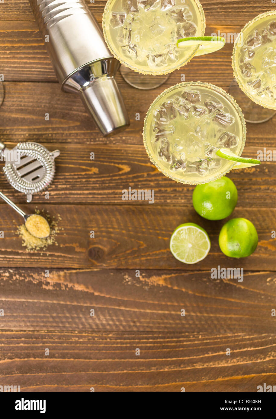 Classic lime margaritas on the rocks Stock Photo Alamy